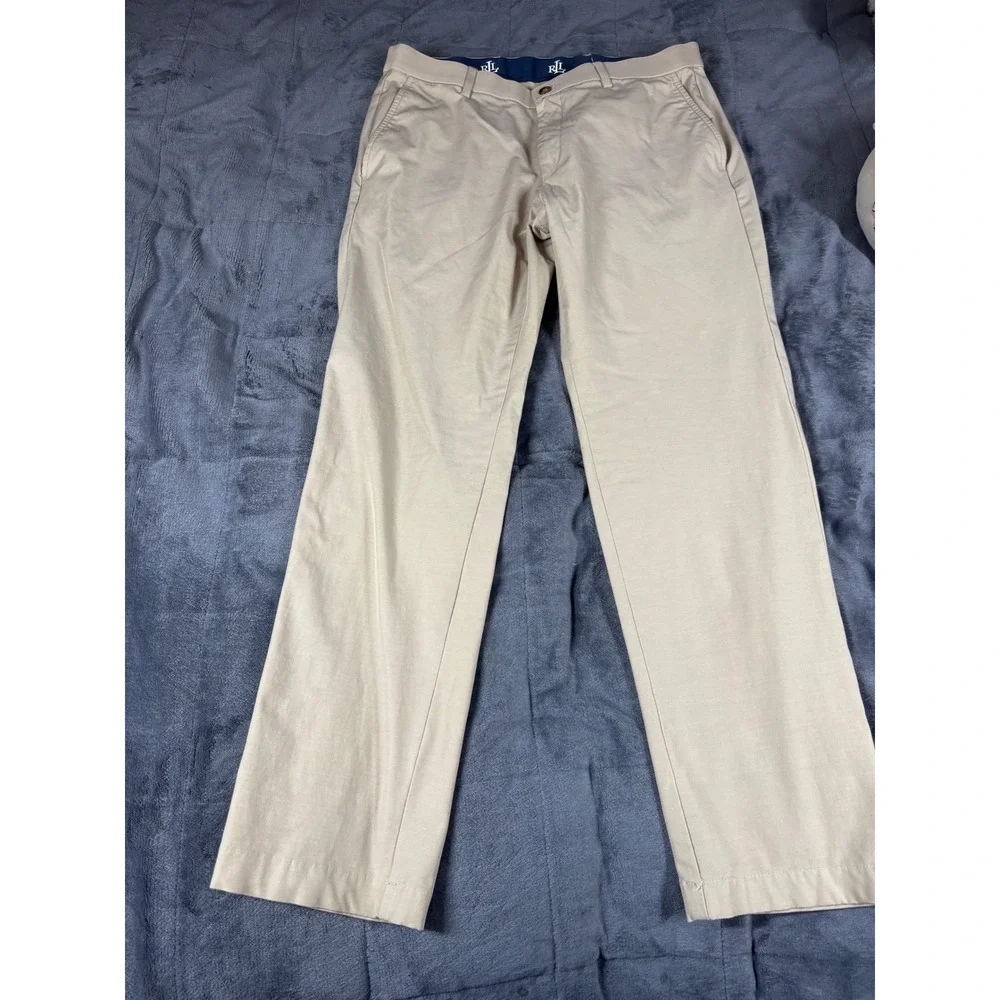 Lauren Ralph Lauren Mens Khaki Chino Pants Stretch Cotton Blend 32W x 30L Tan